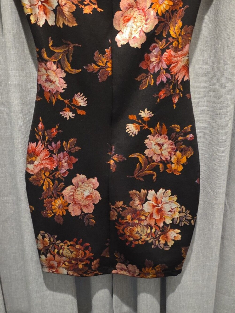 Privy Black Mini Dress with Pink & Orange Floral Foil Like Print Cutout - Picture 6 of 15